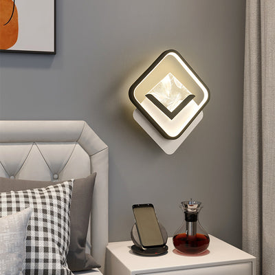 Modern Minimalist Diamond Feather Crack Pattern Iron Acrylic PVC LED Wall Sconce Lamp For Bedroom