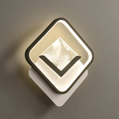 Modern Minimalist Diamond Feather Crack Pattern Iron Acrylic PVC LED Wall Sconce Lamp For Bedroom