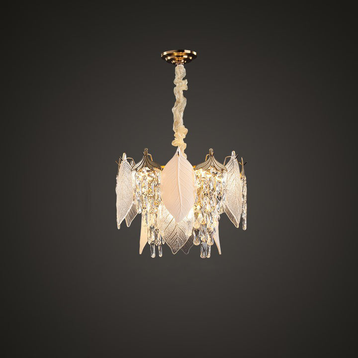 Traditioneller französischer Blatt-Rundkristall-Metall-Glas 6/8/9/12/16-Licht Kronleuchter Insellicht für Esszimmer 