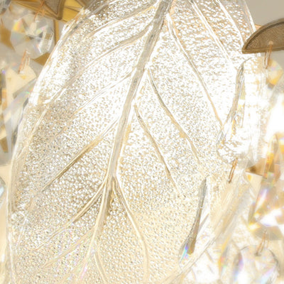 Traditional French Leaf Round Crystal Metal Glass 6/8/9/12/16-Light Chandelier Island Light For Dining Room