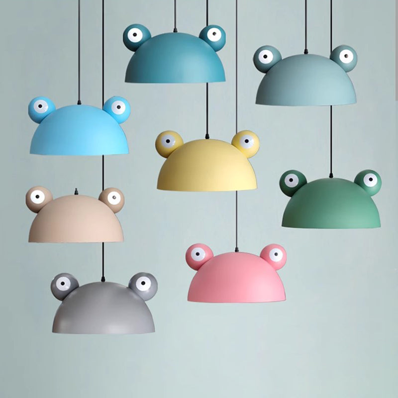 Contemporary Creative Kids Frog-Shaped Iron 1-Light Pendant Light For Dining Room