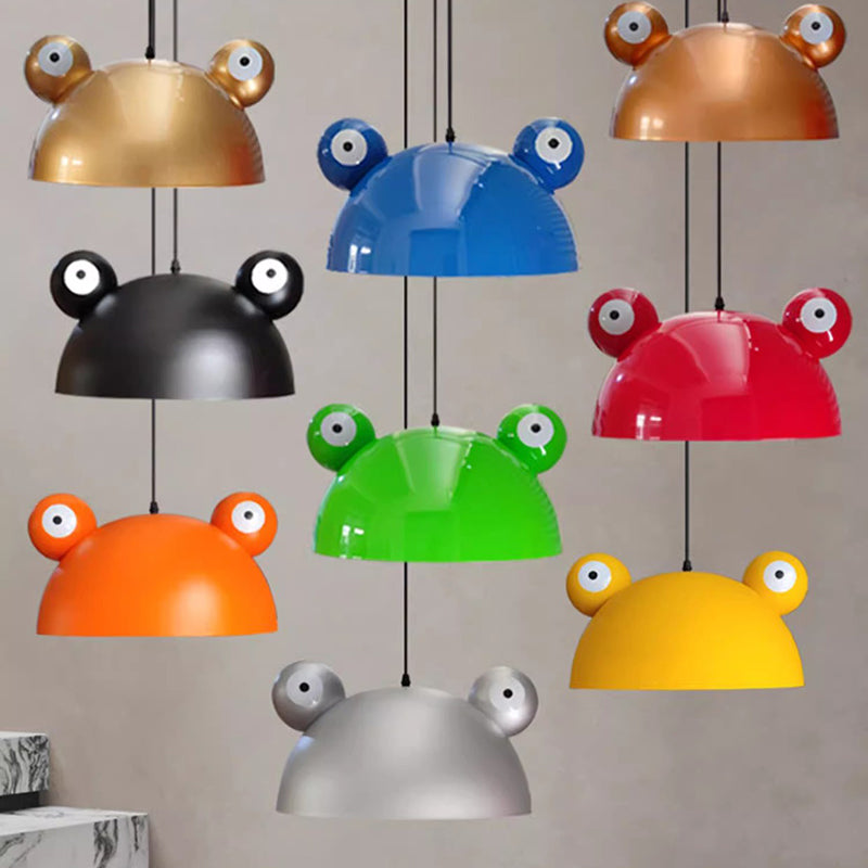 Contemporary Creative Kids Frog-Shaped Iron 1-Light Pendant Light For Dining Room