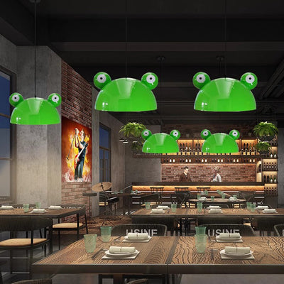 Contemporary Creative Kids Frog-Shaped Iron 1-Light Pendant Light For Dining Room