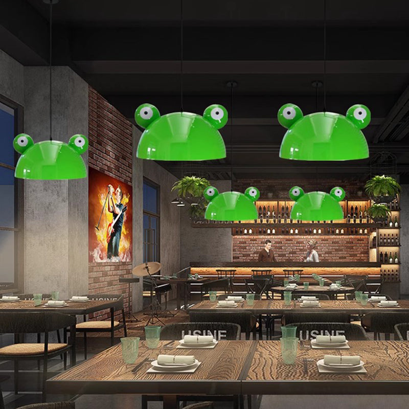 Contemporary Creative Kids Frog-Shaped Iron 1-Light Pendant Light For Dining Room