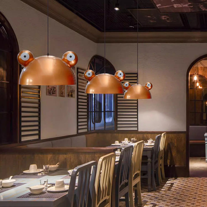 Lustre suspendu en forme de grenouille à 1 lumière pour salle à manger pour enfants créatifs contemporains 
