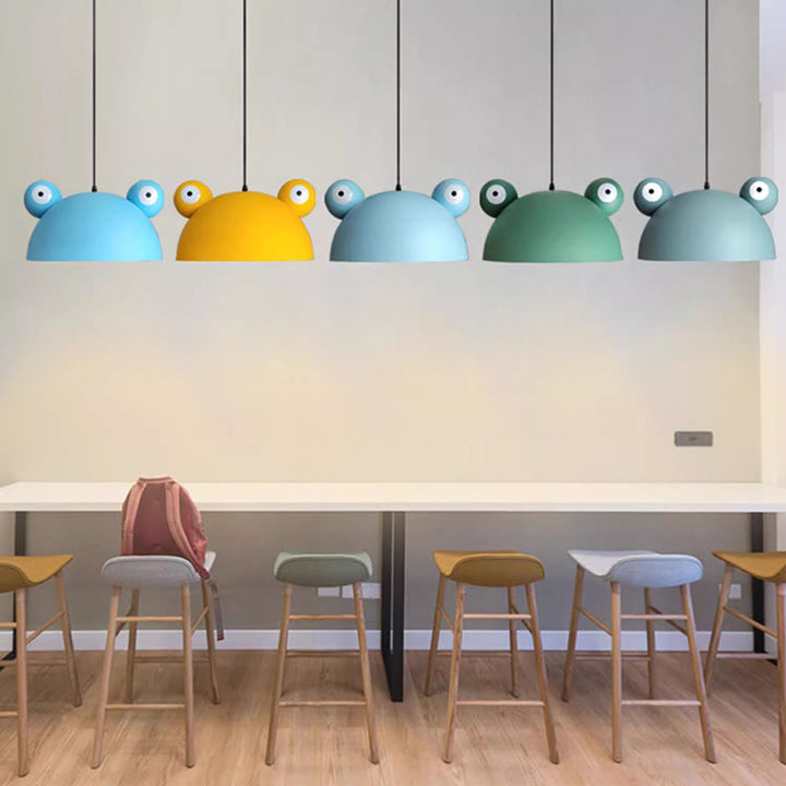 Lustre suspendu en forme de grenouille à 1 lumière pour salle à manger pour enfants créatifs contemporains 