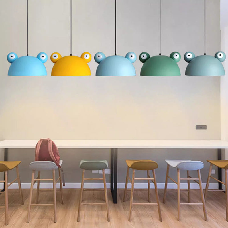 Contemporary Creative Kids Frog-Shaped Iron 1-Light Pendant Light For Dining Room