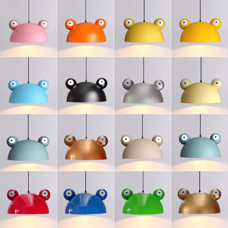 Contemporary Creative Kids Frog-Shaped Iron 1-Light Pendant Light For Dining Room