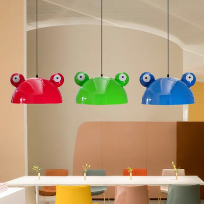 Contemporary Creative Kids Frog-Shaped Iron 1-Light Pendant Light For Dining Room