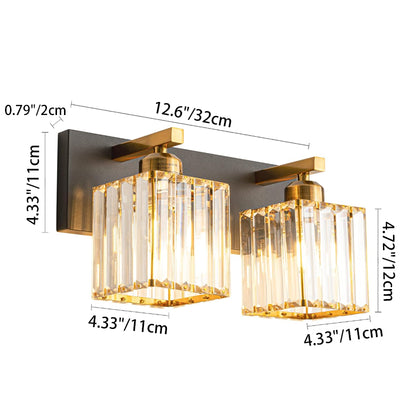 Traditional French Square Metal Crystal 2/3/4-Light Vanity Light Wall Sconce Lamp For Bedroom