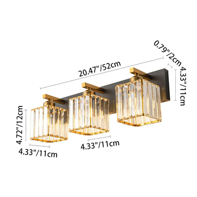 Traditional French Square Metal Crystal 2/3/4-Light Vanity Light Wall Sconce Lamp For Bedroom
