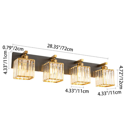 Traditional French Square Metal Crystal 2/3/4-Light Vanity Light Wall Sconce Lamp For Bedroom