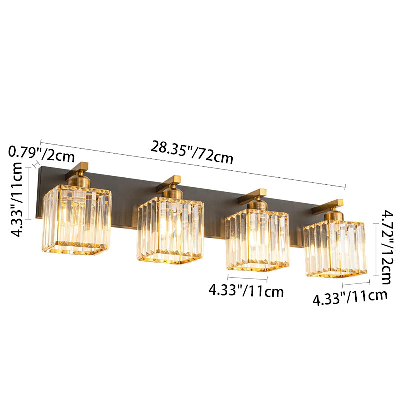 Traditional French Square Metal Crystal 2/3/4-Light Vanity Light Wall Sconce Lamp For Bedroom