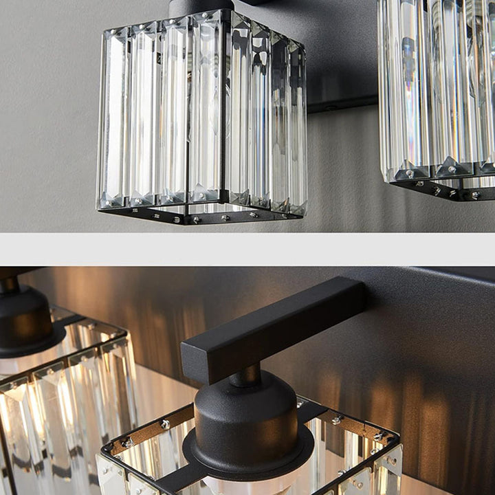 Traditional French Square Metal Crystal 2/3/4-Light Vanity Light Wall Sconce Lamp For Bedroom