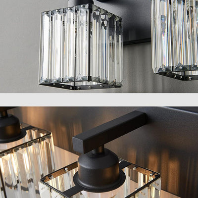 Traditional French Square Metal Crystal 2/3/4-Light Vanity Light Wall Sconce Lamp For Bedroom
