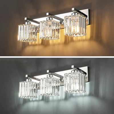 Traditional French Square Metal Crystal 2/3/4-Light Vanity Light Wall Sconce Lamp For Bedroom