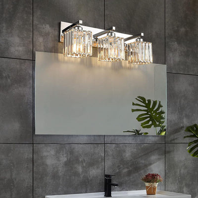 Traditional French Square Metal Crystal 2/3/4-Light Vanity Light Wall Sconce Lamp For Bedroom