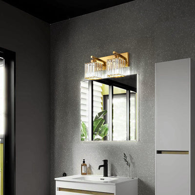 Traditional French Square Metal Crystal 2/3/4-Light Vanity Light Wall Sconce Lamp For Bedroom