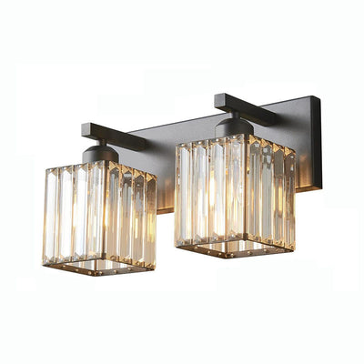 Traditional French Square Metal Crystal 2/3/4-Light Vanity Light Wall Sconce Lamp For Bedroom
