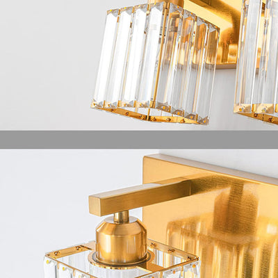 Traditional French Square Metal Crystal 2/3/4-Light Vanity Light Wall Sconce Lamp For Bedroom