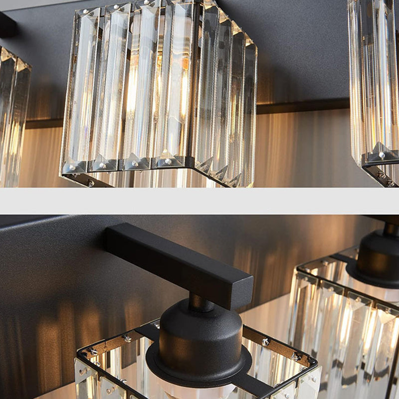 Traditional French Square Metal Crystal 2/3/4-Light Vanity Light Wall Sconce Lamp For Bedroom