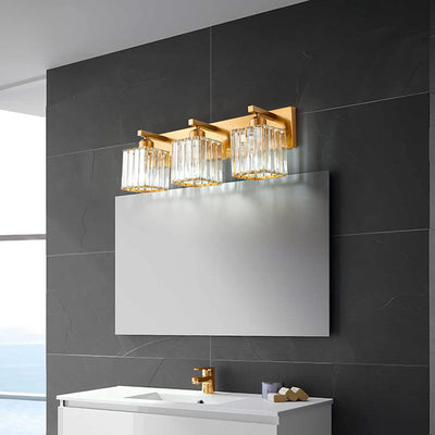Traditional French Square Metal Crystal 2/3/4-Light Vanity Light Wall Sconce Lamp For Bedroom