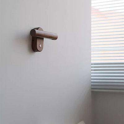 Traditional Vintage Rotatable Long Cylindrical Walnut PLA LED Wall Sconce Lamp For Bedroom