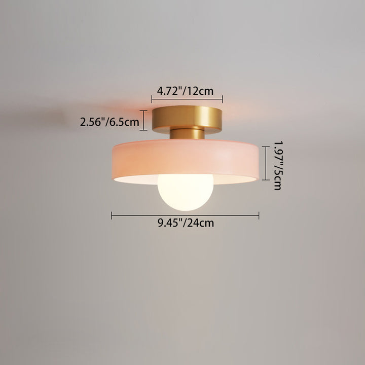 Zeitgenössische Nordische Runde Kugel Kupfer Glas 1-Licht Halbeinbau-Deckenleuchte Für Flur 