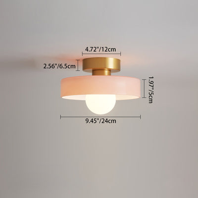 Contemporary Nordic Round Ball Copper Glass 1-Light Semi-Flush Mount Ceiling Light For Hallway