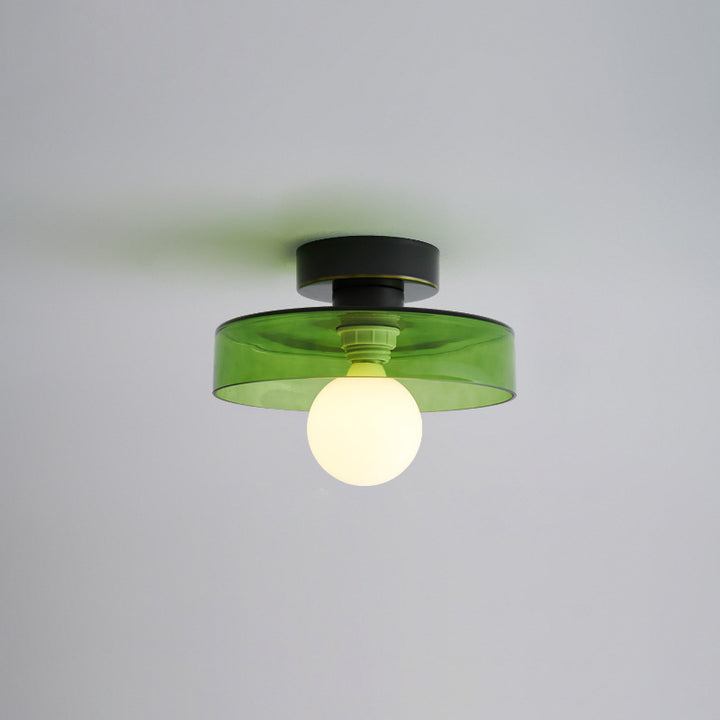 Zeitgenössische Nordische Runde Kugel Kupfer Glas 1-Licht Halbeinbau-Deckenleuchte Für Flur 