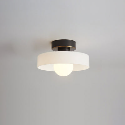 Contemporary Nordic Round Ball Copper Glass 1-Light Semi-Flush Mount Ceiling Light For Hallway