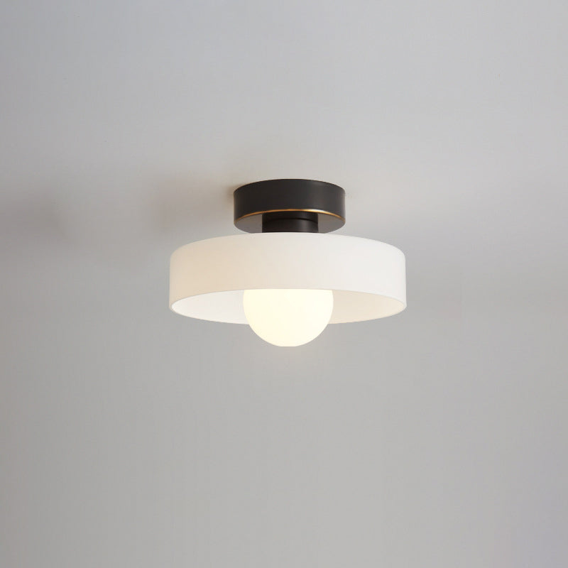 Contemporary Nordic Round Ball Copper Glass 1-Light Semi-Flush Mount Ceiling Light For Hallway