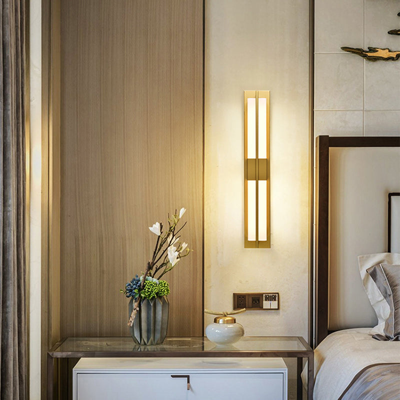Modern Minimalist Rectangular Iron Acrylic LED Wall Sconce Lamp For Bedroom