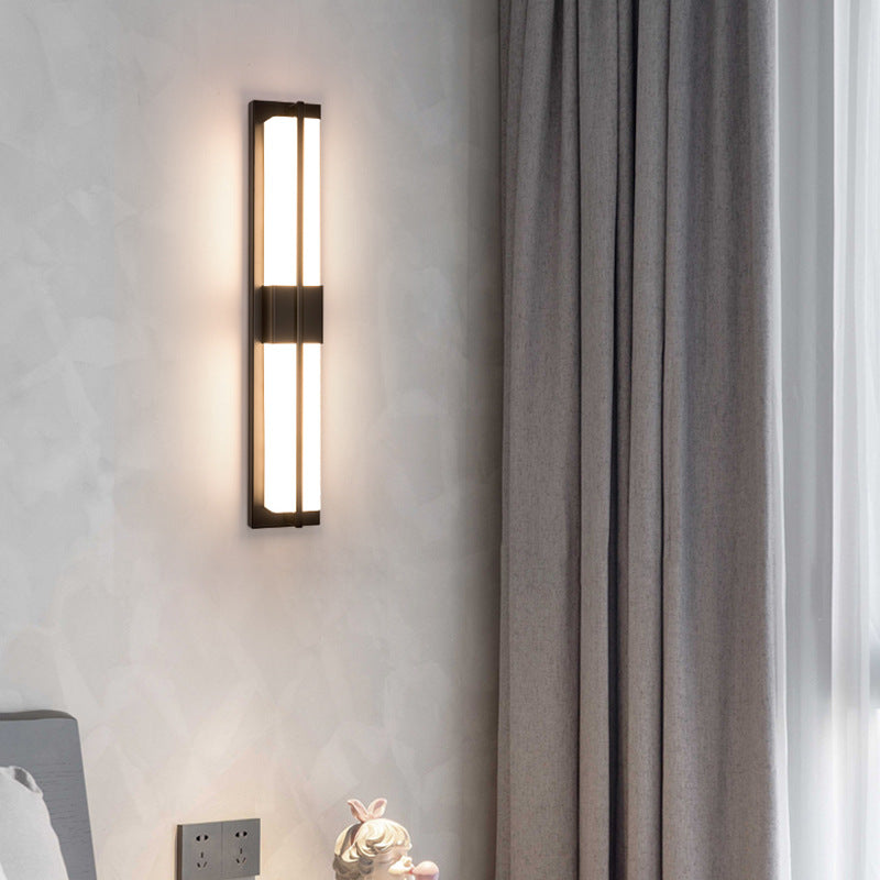 Modern Minimalist Rectangular Iron Acrylic LED Wall Sconce Lamp For Bedroom