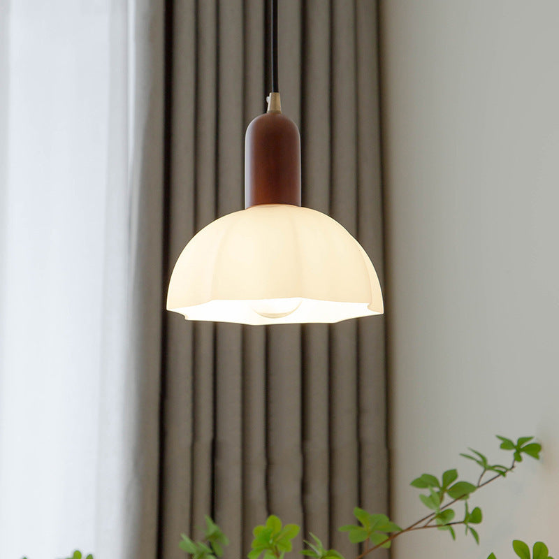 Traditional Vintage Octagonal Iron Rubber Wood Glass 1/2/3-Light Pendant Light For Dining Room