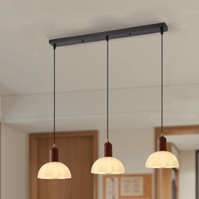 Traditional Vintage Octagonal Iron Rubber Wood Glass 1/2/3-Light Pendant Light For Dining Room