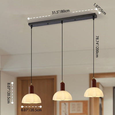 Traditional Vintage Octagonal Iron Rubber Wood Glass 1/2/3-Light Pendant Light For Dining Room