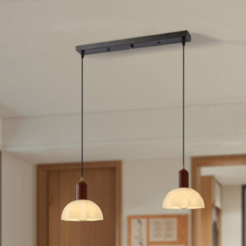 Traditional Vintage Octagonal Iron Rubber Wood Glass 1/2/3-Light Pendant Light For Dining Room