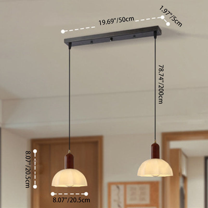 Traditional Vintage Octagonal Iron Rubber Wood Glass 1/2/3-Light Pendant Light For Dining Room