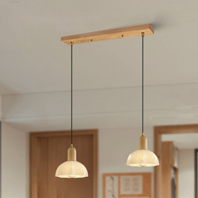 Traditional Vintage Octagonal Iron Rubber Wood Glass 1/2/3-Light Pendant Light For Dining Room