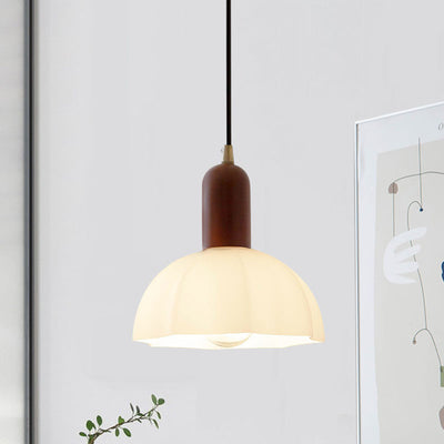 Traditional Vintage Octagonal Iron Rubber Wood Glass 1/2/3-Light Pendant Light For Dining Room
