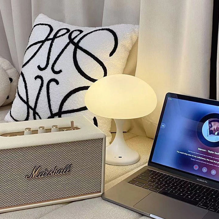 Contemporary Nordic Rechargeable Round Jellyfish Metal Glass LED Night Light Table Lamp For Bedroom