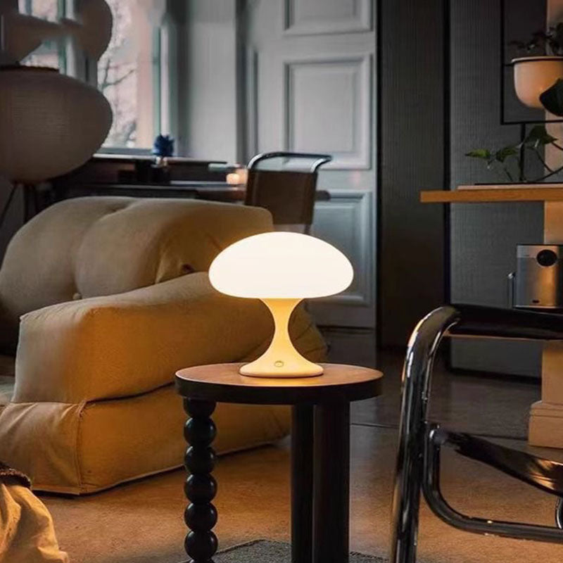 Contemporary Nordic Rechargeable Round Jellyfish Metal Glass LED Night Light Table Lamp For Bedroom