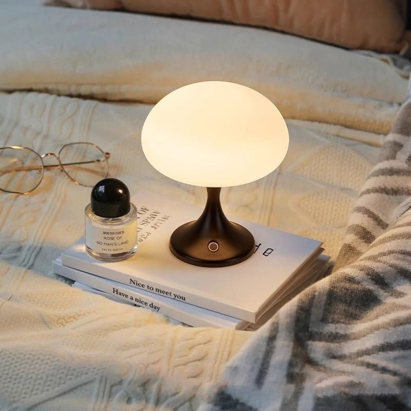 Contemporary Nordic Rechargeable Round Jellyfish Metal Glass LED Night Light Table Lamp For Bedroom