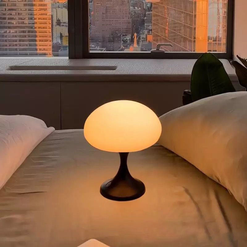 Contemporary Nordic Rechargeable Round Jellyfish Metal Glass LED Night Light Table Lamp For Bedroom