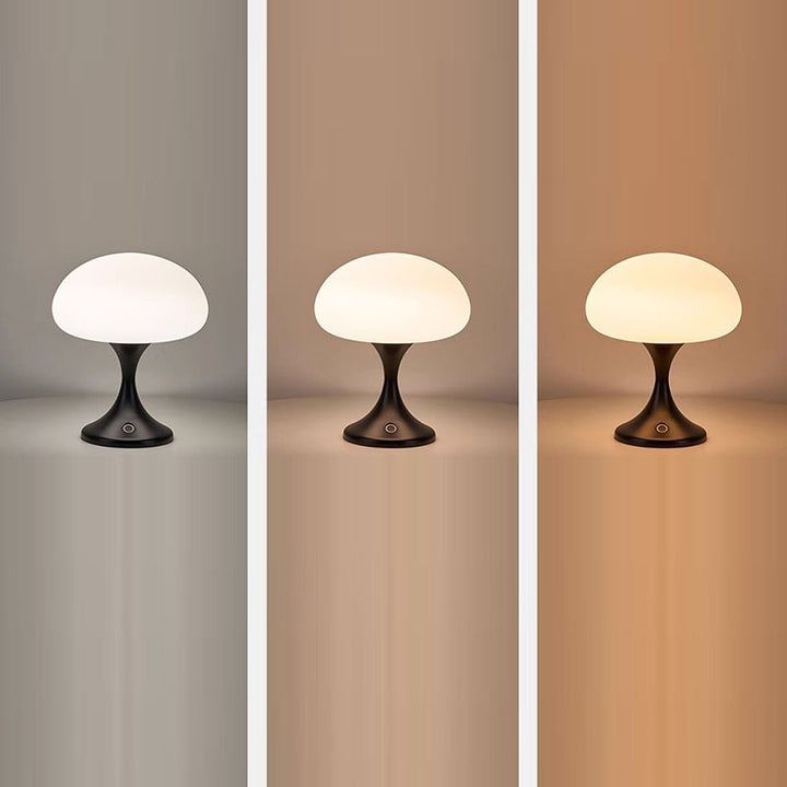 Contemporary Nordic Rechargeable Round Jellyfish Metal Glass LED Night Light Table Lamp For Bedroom