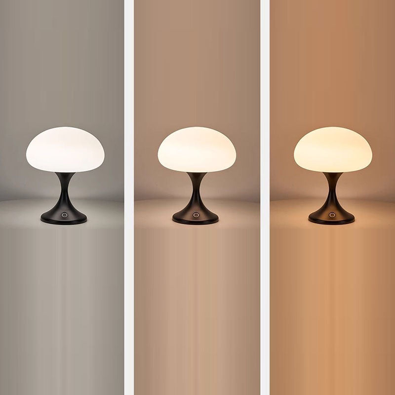 Contemporary Nordic Rechargeable Round Jellyfish Metal Glass LED Night Light Table Lamp For Bedroom