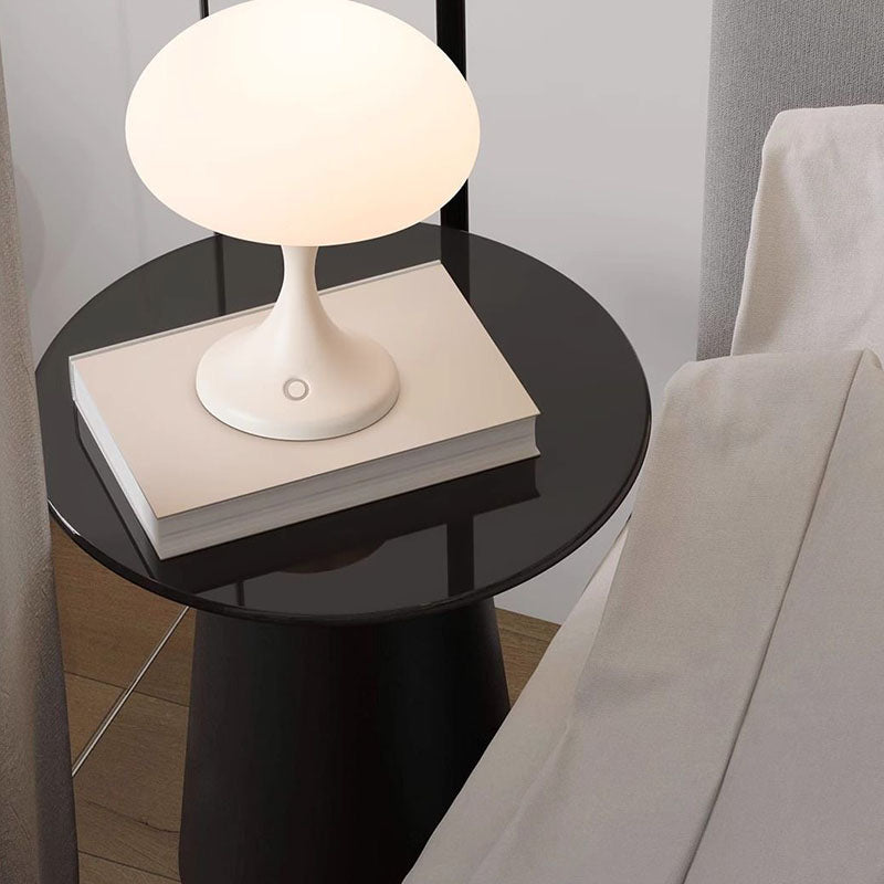 Contemporary Nordic Rechargeable Round Jellyfish Metal Glass LED Night Light Table Lamp For Bedroom