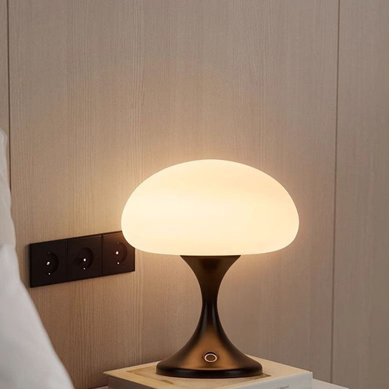 Contemporary Nordic Rechargeable Round Jellyfish Metal Glass LED Night Light Table Lamp For Bedroom