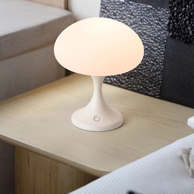 Contemporary Nordic Rechargeable Round Jellyfish Metal Glass LED Night Light Table Lamp For Bedroom
